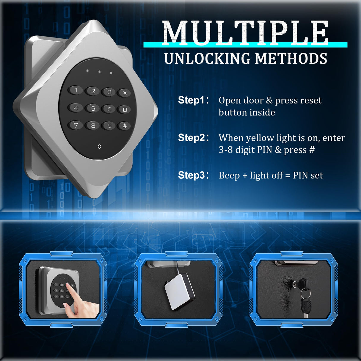 2-3 Gun Safe for Rifles & Pistols - Rifle Safe for Home, Gun Cabinet for Shotguns with Removable Shelf - Quick Access Firearm Safe, Silent Mode, Led Light - Secure Gun Locker Marcree