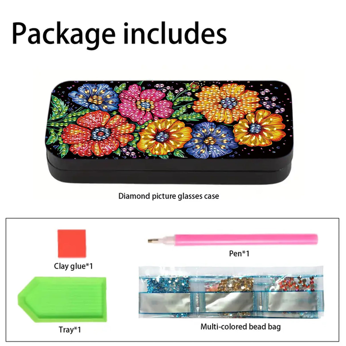 DIZAKIM 1pcs 5d Diamond Art Kits for Adults Small Diamond Painting Kit Gem Art Paint by Diamonds Dots Eyeglasses Case DIY for Beginner Women (#10) DIZAKIM