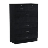 HODEDAH 7 Drawer Wood Dresser for Bedroom, 31.5 inch Wide Chest of Drawers, with 2 Locks on the Top Drawers, Storage Organization Unit for Clothing, Black Hodedah