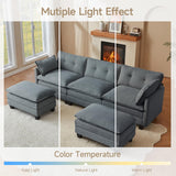 Amsleekey Modular Sectional Sofa, 111.5" U-Shaped Corduroy Comfy Sectional Couches for Living Room, 3-Seater Cloud Couches with 2 Movable Ottomans, Flexible Combination Modern Deep Seat Sofa (Grey) Amsleekey