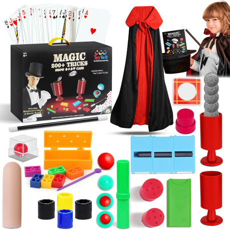 ToyVelt Magic Tricks for Kids - Magic Kit with 200+ Fun Tricks and Instructions - Perfect Set for Beginners Ages 5 and Up - Great Magia Activity for Kids ToyVelt