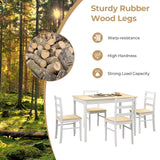 Tangkula Dining Table Set for 4, Solid Wood, Farmhouse Dinette Set w/Rubber Wood Legs, Modern Dining Table and Chairs Set for Kitchen, Dining Room (Natural+White) Tangkula