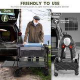 TIMBER RIDGE 400L Large Capacity Folding Double Decker Wagon, 54" Extra Long Extender Wagon Cart, 450lbs Heavy Duty Collapsible Wagon, All-Terrain Big Wheels for Camping, Sports, Shopping, Gray TIMBER RIDGE