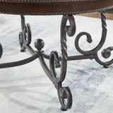 DS-HOMEPORT Retro Round Wood Coffee Table with Metal Leg, Circle Farmhouse Coffee Table for Living Room, Wooden Mid Century Coffee Tables, Easy Assembly (Only Coffee Table, 35" Dx35 Wx19 H) DS-HOMEPORT