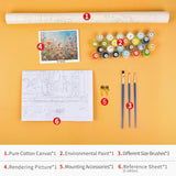 TUMOVO Abstract Flowers Paint by Numbers for Adults DIY Paint by Number Kits on Canvas Acrylic Painting by Numbers with Brushes Canvas Gifts Art Crafts for Home 16"x20"(Frameless) TUMOVO