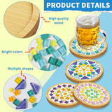 Mosaic Tiles,Tumwisk 4 Sets DIY Glass Mosaic Tiles for Crafts,4 Styles of DIY Mosaic Coaster Kit Material Package for Adults Handmade Home Table Desk Decoration Housewarming Present Tumwisk