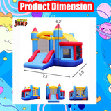 RETRO JUMP Inflatable Bounce House, Bouncy House for Kids Outdoor, Inflatable Kids Bounce House with Jumping Ball Pit & Basketball Hoop, Ocean Balls, Blower, Patch Kits, Stakes, Carrying Bag RETRO JUMP