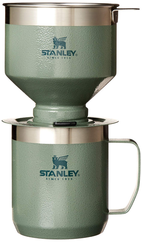 Stanley Perfect Brew Pour Over Set with Camp Mug- Reusable Filter - BPA-Free - Easy-clean Stainless Steel Coffee Maker - Hammertone Green STANLEY
