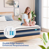 VIZIM Full Mattress, 12 Inch Hybrid Mattress with Individual Pocket Springs & Comfort Memory Foam, Full Size Bed for Pressure Relief & Targeted Support, Medium Firm VIZIM