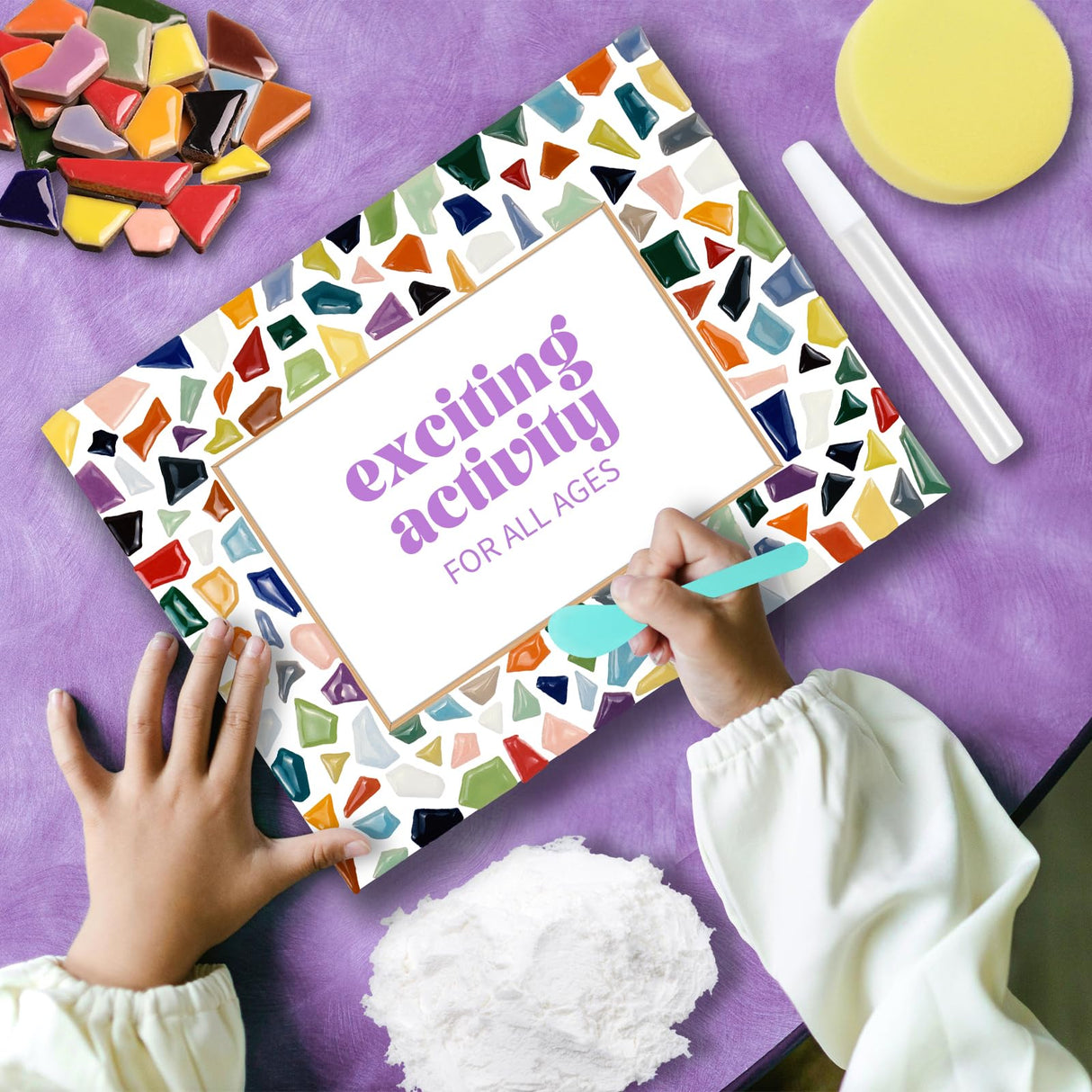 goldentime Decorate Your Own Mosaic Picture Frame - DIY Mosaic Craft Kits Fun Arts and Crafts for Adults Christmas Valentine Birthday Father’s Day Gifts goldentime