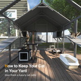 TIMHAKA Large Cat Catio, Catio Outdoor Cat Enclosure for Multiple Cats with 7 Platforms, 2 Resting Box and 2 Bridges, Wooden Feral Cat Shelter with Waterproof and UV Proof Canopy, 71 x 71 x 97 inch TIMHAKA