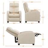 Topeakmart Fabric Recliner Sofa Push Back Recliner Chair Adjustable Modern Single Reclining Chair Upholstered Sofa with Pocket Spring Living Room Bedroom Home Theater Beige Topeakmart
