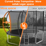 KOFUN 1500LBS 8 10 12 14 16 FT Tranpoline Outdoor for Kids Adults, Tranpoline with Net Ladder Basketball Hoop Light, Recreational Tranpolines, ASTM Approval, Easy to Assemble, Curved Poles Larger Room KOFUN