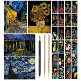 Scratch Art Painting Scratch Paper Rainbow Painting Sketch Pads DIY Art Craft Set， 4 Pcs Vincent Van Gogh Engraving and 24Pcs Classic Landmarks and Animal Series for Kids & Adults with 3 Tools Ryoma