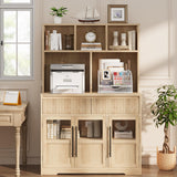 IDEALHOUSE 60'' Kitchen Pantry Cabinet, Tall Pantry Storage Cabinet with Microwave Stand, Farmhouse Kitchen Hutch with Storage Drawers for Living Room, Dining Room (Pear Wood) IDEALHOUSE