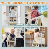 Foldable Toddler Kitchen Stool Helper, Toddler Tower with 3 Adjustable Height, Wooden Toddler Step Stool, Collapsible Toddler Tower, Toddler Stool for Kitchen and Bathroom CaMecequter