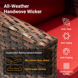 VONZOY Patio Furniture Set, 5 Pieces Outdoor Sectional Couch with Chairs, Ottomans and Thick Cushions, All Weather Wicker Rattan Patio Conversation Set, Wine Red VONZOY