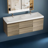 60 Inch Bathroom Vanity Double Sink, Modern Wall-Mounted Bathroom Storage Vanity Cabinet with Double Resin Top Basins and Soft Close Drawers, Ash Grey，60 Bathroom Vanity，Floating Vanity Bathroom Generic