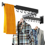 HEILAIYI Clothes Drying Rack for Laundry,Wall Mounted Clothes Hanger Rack,Folding,Retractable,Collapsible(J Shape Hooks) HEILAIYI