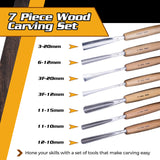 Schaaf Wood Carving Tools, 7pc Expansion Chisel Set with Canvas Case | Full Size Gouges for Beginners, Hobbyists and Professionals | Sharp, Quality-Tested CR-V 60 Steel Blades (Premium Hand Sharpened) Schaaf Wood Carving Tools