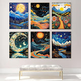 ARPADAMO 6 Pack Diamond Art Kits for Adults,5D Landscape Diamond Painting DIY Diamond Art Abstract Diamond Painting Kit for Adult,Round Full Drill Diamonds, Diamond Kit for Home Decor-12x16inch ARPADAMO