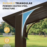 EROMMY 8' x 5' Hardtop Grill Gazebo, Outdoor Metal BBQ Gazebo with Double Galvanized Steel Gable Roof, Permanent Grill Canopy with Side Shelves for Patio Deck Lawn Backyard Garden (Brown) EROMMY