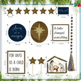 Bucherry Christmas Christian Jesus Nativity Tiered Tray Decor Farmhouse Angels Mangers Jesus' Birth Wooden Christian Decor for Home Table Mantel Bucherry