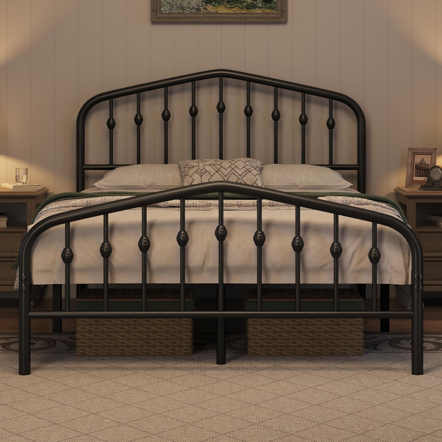 Yaheetech Full Bed Frames Metal Platform Bed with Victorian Style Wrought Iron Headboard and Footboard/Easy Assembly/No Box Spring Needed/Black Full Bed