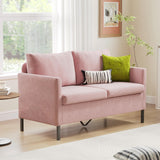 TYBOATLE Sofa Couch Mid Century Modern Small Loveseat for Living Room, 51" W Mini Little Upholstered 2-Seater Love Seats w/Iron Legs for Compact Small Space, Apartment, Bedroom, Dorm, Office (Pink) TYBOATLE