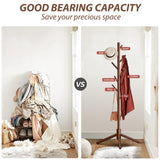 Unisakey Durable Wooden Coat Rack, Freestanding Coat Rack with Stable Triangular Base, 8 Hooks & 3 Adjustable Heights, Simple Assembly for Bedroom, Hallway, Office(New Brown) Unisakey