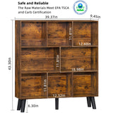 LEYAOYAO 8-Cube Rustic Brown Mid-Century Modern Bookshelf with Legs - 3-Tier Storage Organizer LEYAOYAO