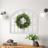 Sintosin Rustic Arch Window Frame Wall Decor 30 X 36 Inch, Set of 2 Wall Hanging Distressed White Farmhouse Window Frame, Handmade Wooden Window Pane for Living Room Entryway Sintosin