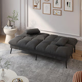 COMHOMA Convertible Futon Sofa Bed, 68″Fabric Futon Couch with Adjustable Backrest, Folding Futon Sleeper Recliner for Living Room Furniture (Black) COMHOMA