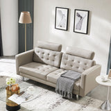 SZLIZCCC 72'' Top Grain Genuine Sofa Couch, Upholstered Cow Leather loveseat Sofas Modern Leather Couch Tufted Sofa with Metal Legs & Wide Backrest, Two Seater Couch for Bedroom,Apartment (Beige) SZLIZCCC