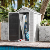 CDCASA 6x4 FT Outdoor Storage Shed, Waterproof Resin Shed with Floor & Lockable Door & Window & Vents, Plastic Tool Shed for Outside, Patio, Poolside, Dove Grey CDCASA