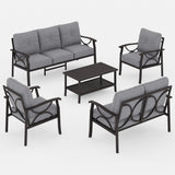 FansaFurn 5-Piece Outdoor Patio Furniture Set, Outdoor Metal Sectional Furniture with Cushions, Outdoor Conversation Seating Set with Coffee Table for Balcony, Garden, Deck, Backyard, Grey FansaFurn