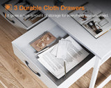 ODK 40 Inch Small Computer Desk with 3 Drawers and USB Power Outlets, Home Office Desks with LED Lights and Adjustable Monitor Stand, Work from Home, Modern Work/Writing/Study Table for Bedroom, White ODK