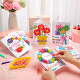 Motipuns 24 Sets Mother's Day Card Making Kits DIY Mothers Tissue Flower Paper Craft Make Your Own Mom Greeting Card Making Kit for Mother's Day Gift Party Decor Fun Home Activities Motipuns