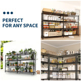 PeacefulHues 4 Tier Storage Shelving Unit Metal Shelves 70.8" W Wire Shelving, 59" H L-Shaped Pantry Shelves Kitchen Storage Shelves for Home Commercial Garage Heavy Duty, 70.8" W x 59.4" H x 15.7" D PeacefulHues