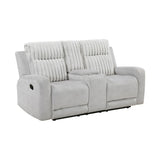 Lexicon Modern Double Recliner Loveseat with Center Console, Manual Wall Hugger Textured Microfiber Love Sac Couch, Plush Corduroy Channel Seat Back, Manual Recliner Loveseat, Light Gray Lexicon