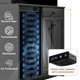 UpWiew Tilt Out Cabinet with Deodorising Function, Freestanding Kitchen Pantry Fits 10-Gallon Trash Can, Kitchen Hutch Cabinet with Microwave Shelf, Tall Storage Cabinet, Black UpWiew