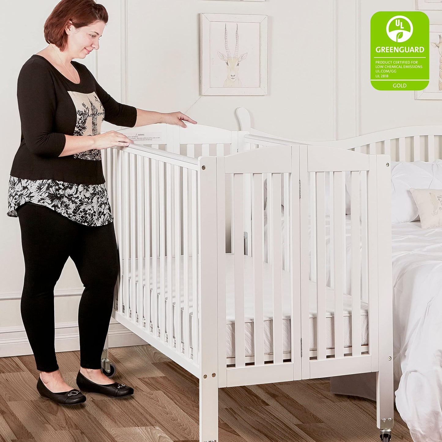 Dream On Me 3-in-1 Folding Portable Crib, White, Large