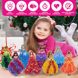 8 Packs Poke in Crafts Art Kits for Girl, Magical Prienceses Mess Free Kids' Paper Craft Kits, Birthday Gift for Girls 4 5 6 7 8 9 Years Old, DIY Presents, Mess Free Art Activity ATFUNSHOP