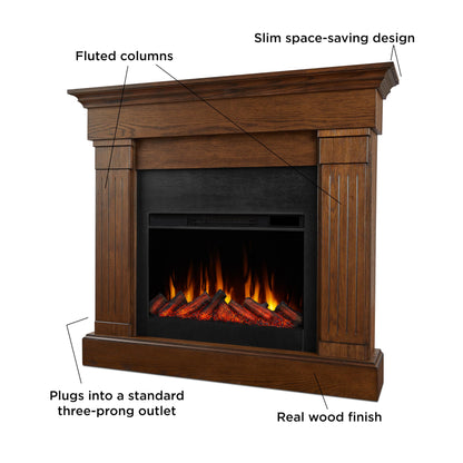 Real Flame Crawford 48" Slim Electric Fireplace with Mantel for Living Room or Bedroom, Replaceable Fireplace Insert Heater, Realistic Log and Flame Effect, Remote Control, Timer.