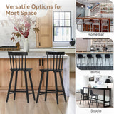 LUE BONA Windsor Wooden Bar Stools Set of 3 for Kitchen Island, Farmhouse 24 Inch Counter Height Stools Chairs with Spindle Back, Black LUE BONA