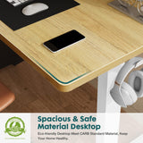 SMUG Standing Desk, Adjustable Height Electric Sit Stand Up Down Computer Table, 55x24 Inch Ergonomic Rising Modern Lift Motorized Gaming Desktop Workstation for Work Home Office, Natural SMUG