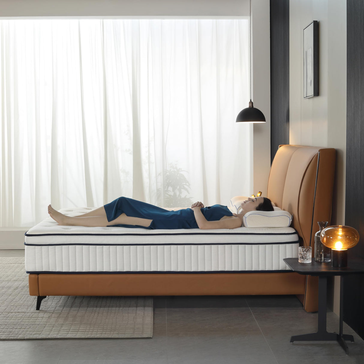 Queen Mattress, 14 Inch Queen Size Mattress in a Box, Medium Firm Hybrid Mattresses, Pocket Spring and Soft Foam for Cool Sleep & Pressure Relief, Strong Edge Support and Motion Isolation SUAYEA