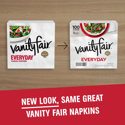 Vanity Fair Everyday Paper Napkins, 100 Count, Disposable Napkins Made Soft And Smooth For Everyday Meals