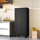 Ckzbx Black Metal Cabinets with Doors and Shelves, 61" H Storage Cabinet Pantry Cabinet Garage Cabinets for Kitchen, Living Room, Dinning Room Ckzbx