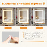 BEWISHOME White Vanity Desk with Mirror and Lights,Large Vanity with 3 Lighting Modes,Drawers,Open Storage,Makeup Vanity Set Makeup Desk Dressing Table,Big Vanity Table with Charging Station FST25W BEWISHOME